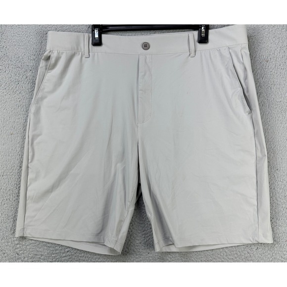 Johnnie-O Mens Golf Shorts 40 Gray Performance Nylon Blend Stretch Chino NEW - Picture 2 of 8
